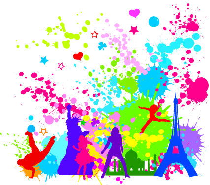 free vector Free Colorful InkBlot of City Silhouette Vector Graphics